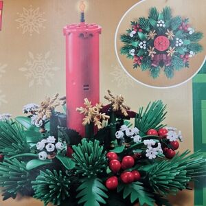 Lego Set 40743 Christmas Centerpiece Red Candle with Greenery and Gold Accents